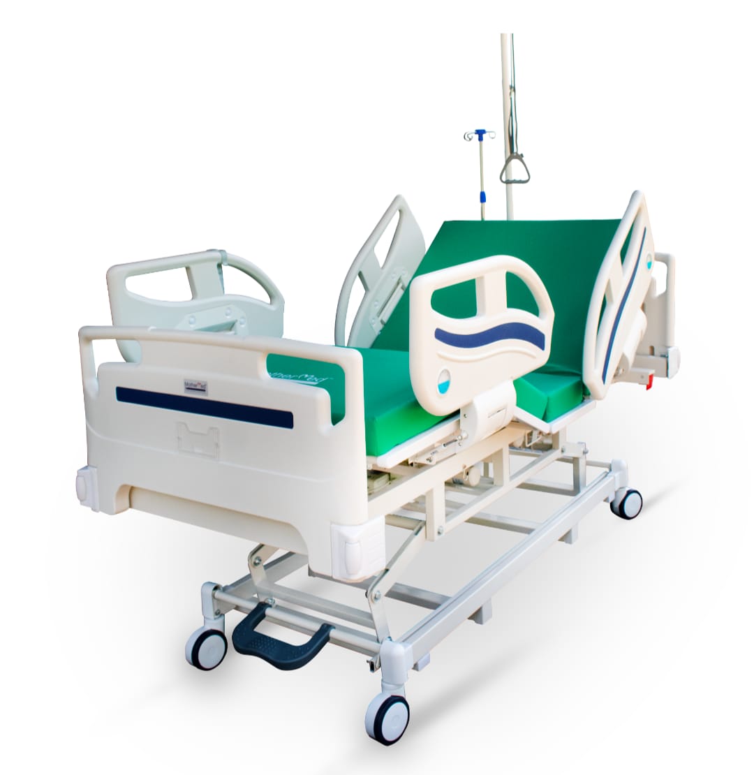 electric Hospital Bed with ABS Side Rails & IV Pole